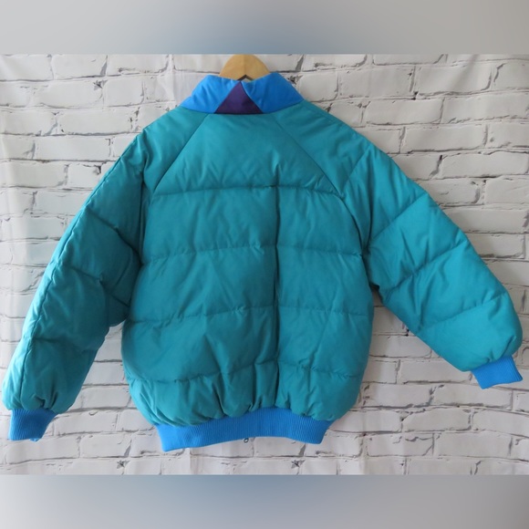 Vintage 1980s Turquoise Puffer Ski Jacket - Picture 2 of 7